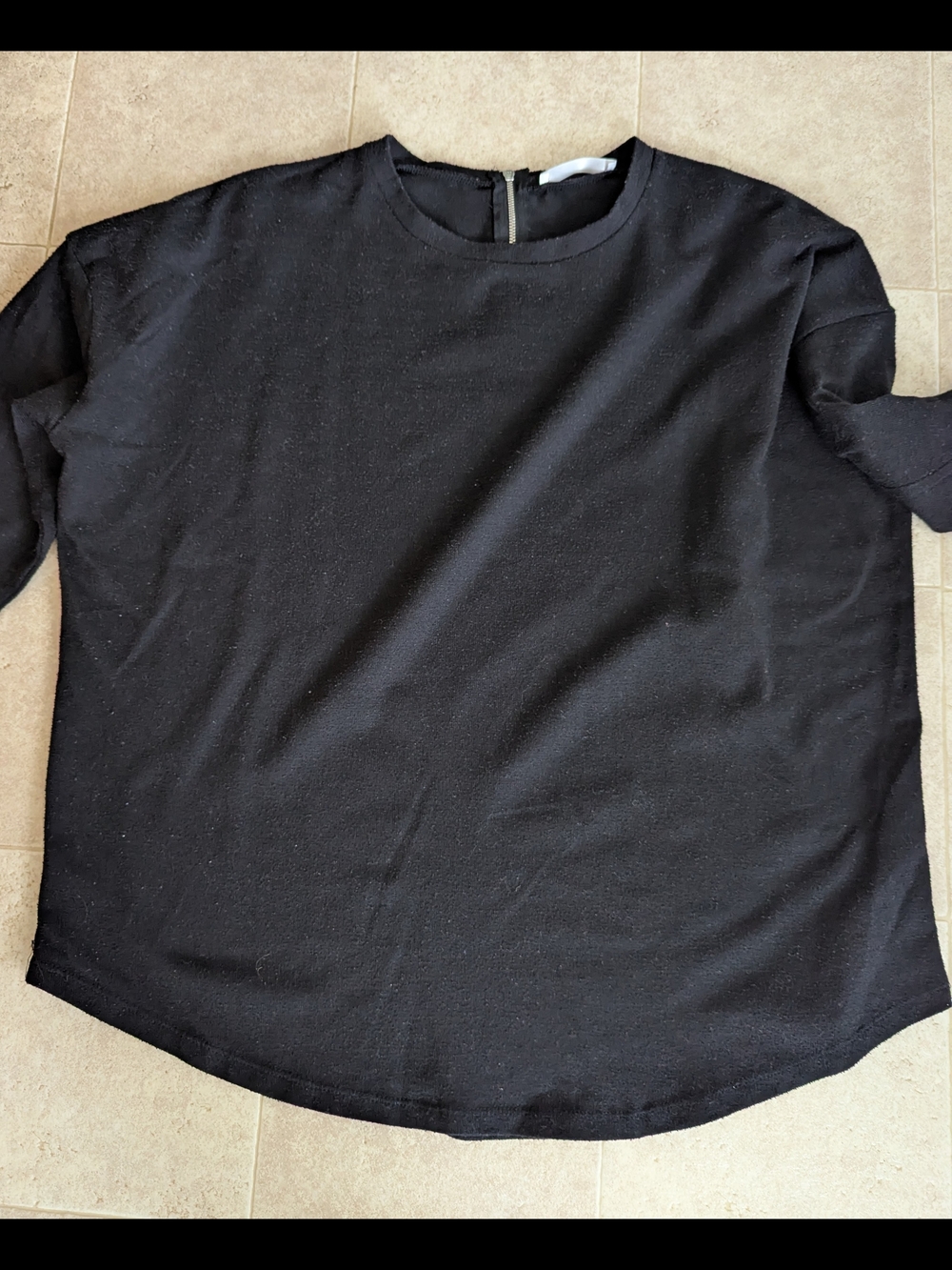 Women's Black Crewneck Sweater With Back Zipper